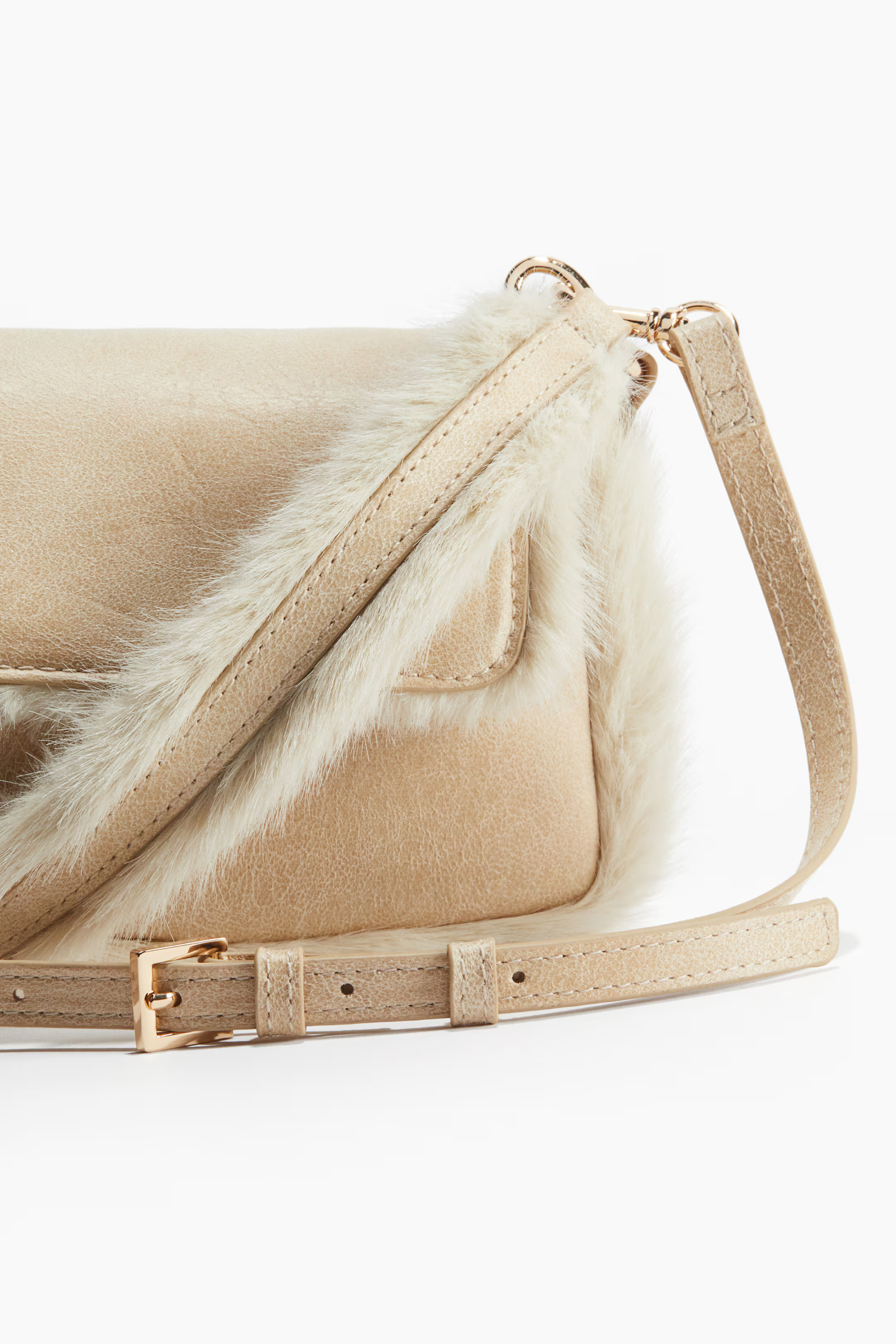 Fluffy-Trim Crossbody Bag - Light beige - Ladies | H&M US | H&M (US + CA)