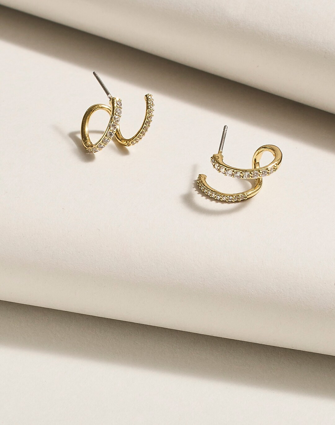 Delicate Collection Demi-Fine Pavé Double Hoop Earrings | Madewell