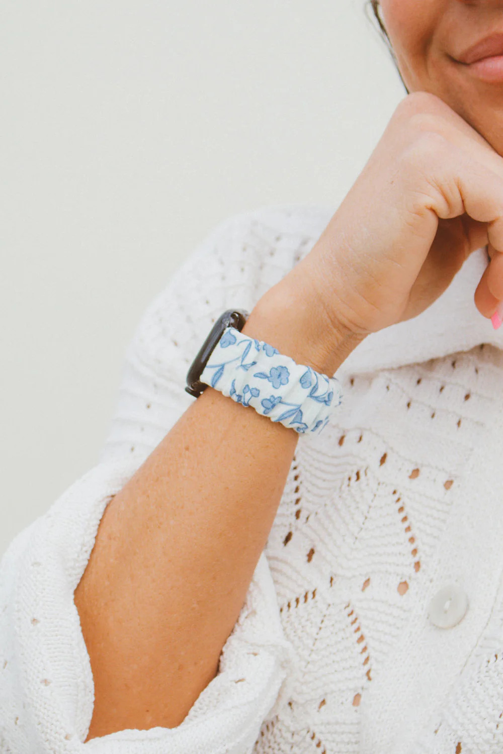 Blue Floral Scrunchie Watch Band | Shop Andi