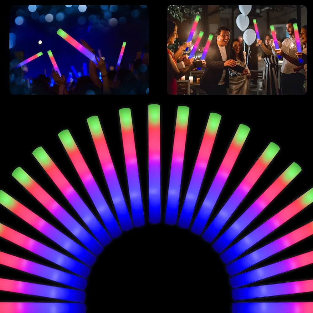 Blu7ive 30 Pieces Led Foam Sticks - Flashing Glow Sticks Party Supplies Light Up Baton Wands for ... | Amazon (US)