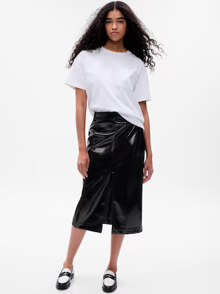 Vegan Leather Midi Skirt | Gap (US)