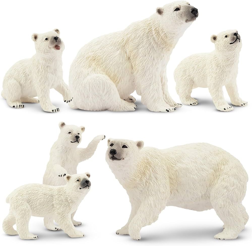 Toymany 6PCS Polar Bear Figurines Toy with Polar Bear Cub, 2-4" Realistic Plastic Arctic Animals ... | Amazon (US)