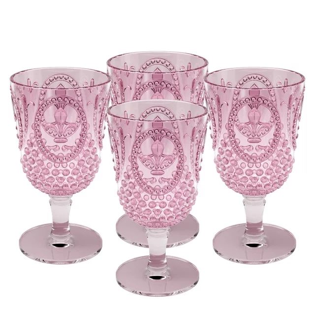 Elle Decor Acrylic Wine Goblets, Set of 4, 15-Ounce, Unbreakable Acrylic Wine Glasses, Plum | Walmart (US)