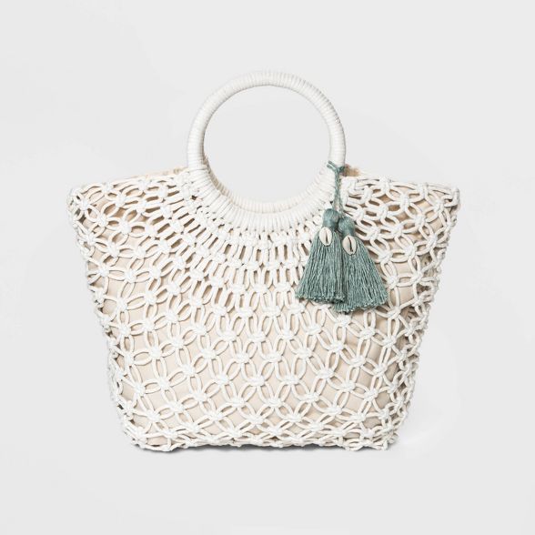 Floral Crochet Circle Soft Tote Handbag - A New Day™ Natural | Target