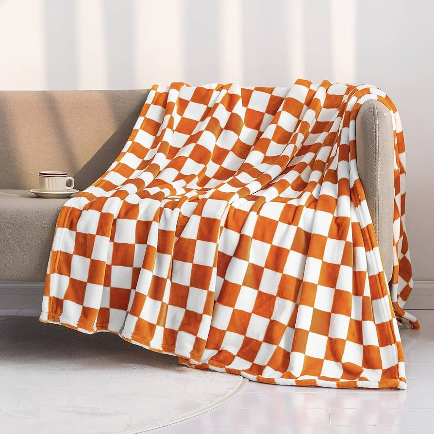 Amazon.com: LOMAO Throw Blankets Flannel Blanket with Checkerboard Grid Pattern Soft Throw Blanke... | Amazon (US)