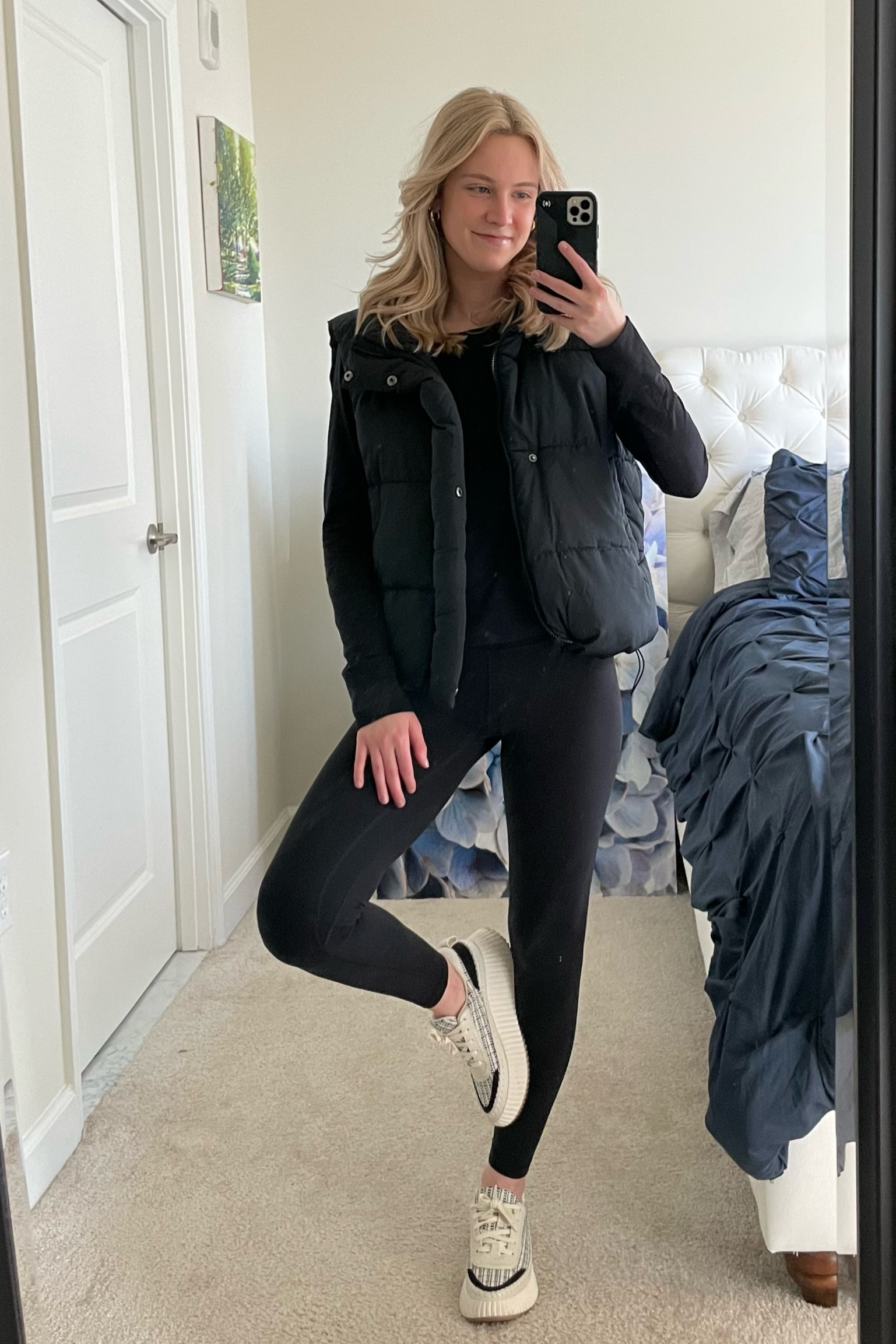 Size 4 in top
Size 4 in leggings
Size 6 in sneakers
Linked similar black vests
#loungewear #athleticwear #athleisure #leggings #puffervest #amazon #lululemon #dolcevita #urbanoutfitters

#LTKSpringSale #LTKstyletip #LTKfitness