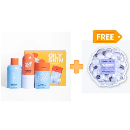 Bubble Skincare 3-Step Balancing Bundle for Normal to Oily & Combo Skin Everyday Care Unisex set of 3 &( 2 Pack Vitamasques Blueberry Oxygenating Bubble Face Mask Free) | Walmart (US)