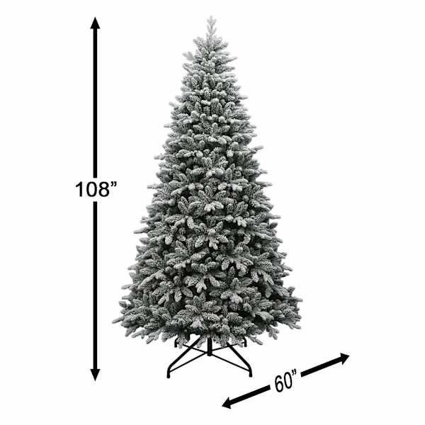 (C5) Pre-Lit LED Flocked Spruce Christmas Tree, 9' | At Home