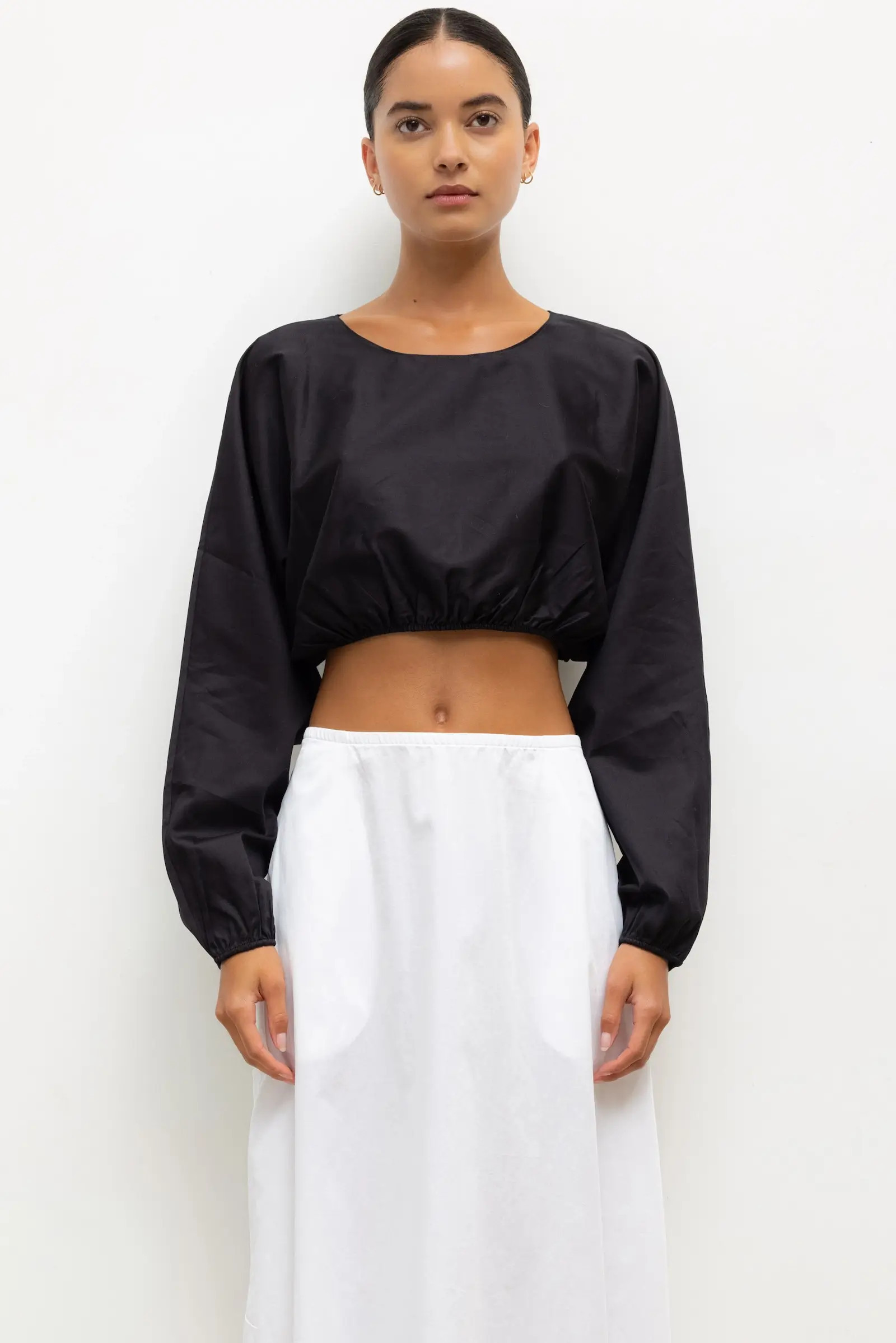 Yoko Long Sleeve Blouson Top - Black / S | LESET