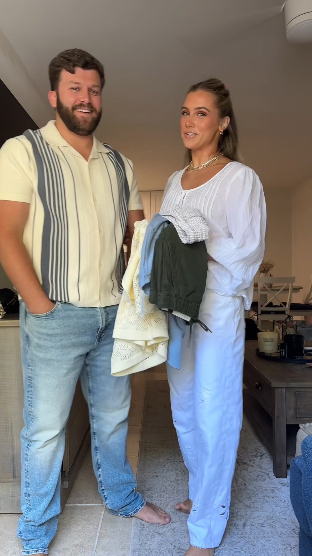 #AEPartner we all know who the better shopper is in this relationship so I ordered new outfits for Joey for spring & summer from @americaneagle 😉I don't know who was more impressed with this order, me or Joey. Anyways, I really loved the way these all came together and it’s time to upgrade your man’s wardrobe! WHAT JOEY GOT: AE EasyFlex Original Straight Jean Color: Authentic Light Size: 36 X 32 (size down in waist); AE 7" Flex Linen-Blend Trekker Short Color: Green Size: M; AE Logo Lived-In T-Shirt Color: Light Blue Size: M; AE Men's 5" Swim Trunk Color: Olive Fun Size: M; AE Weekend Textured Button-Up Sweater Polo Shirt Color: Frosty Cream Size: M.

#AEJeans #boyfriendoutfits #shoppingformyboyfriend #mensoutfit #outfitinspo #mensfashion #stylingmyboyfriend #boyfriend #himandher #boyfriendfashion #couplesoutfit #mensstyle #americaneagle #americaneaglehaul #tryonhaul #americaneagletryon

#LTKFindsUnder50 #LTKMens #LTKSaleAlert