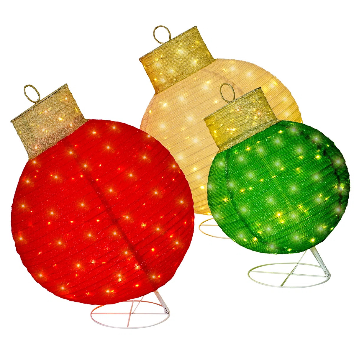 3pc Lighted Pop-up Outdoor Christmas Ornament Set  For Yard & Outdoor Christmas Decor - Red/yello... | Wayfair North America