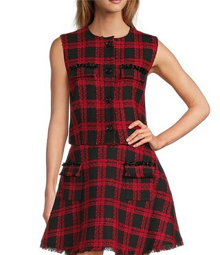 Coordinating Selene Novelty Tweed Button Front Vest | Dillard's