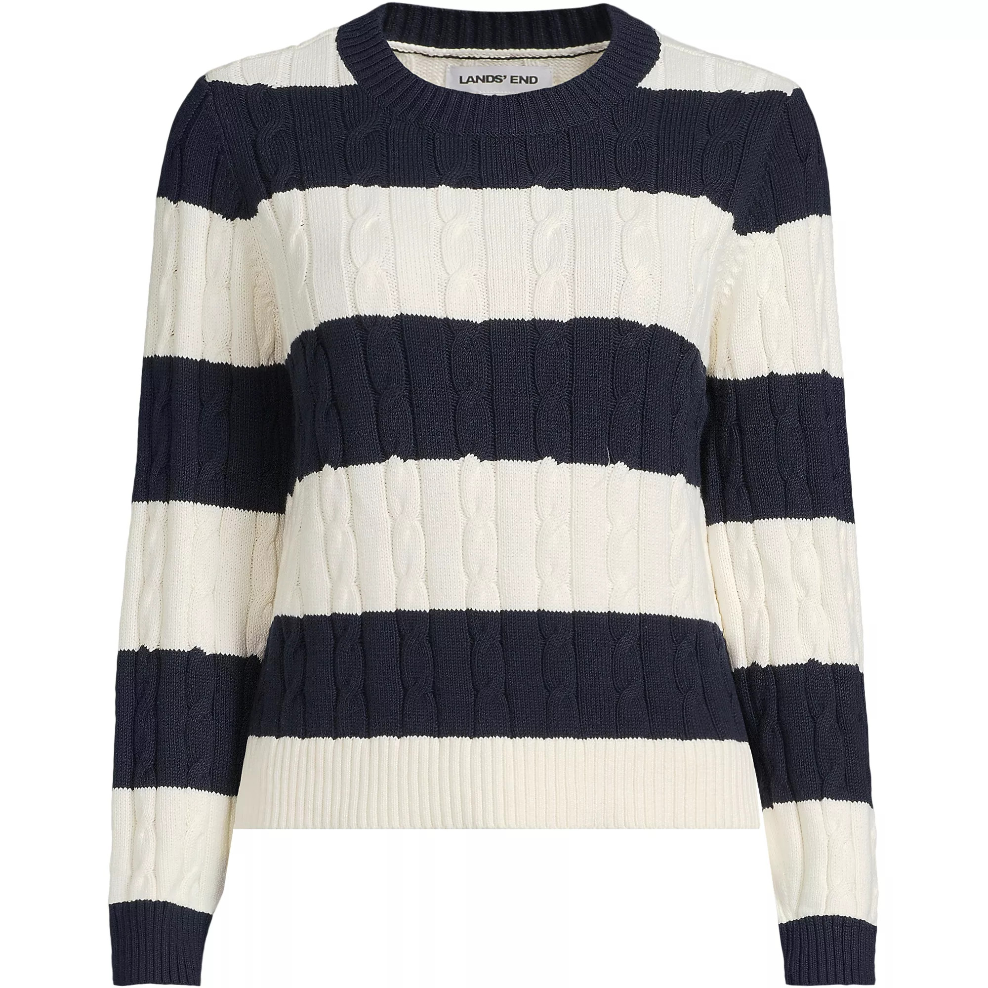 Women's Drifter Classic Cable Crew Neck Sweater | Lands' End (US)