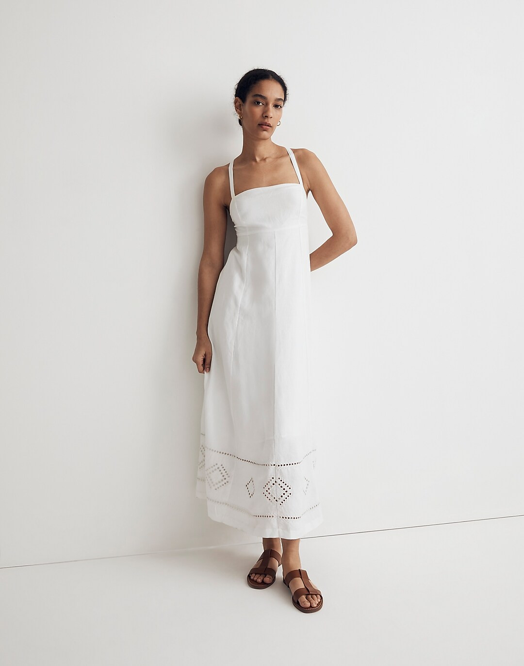 Embroidered Eyelet Tie-Back Cami Midi Dress | Madewell