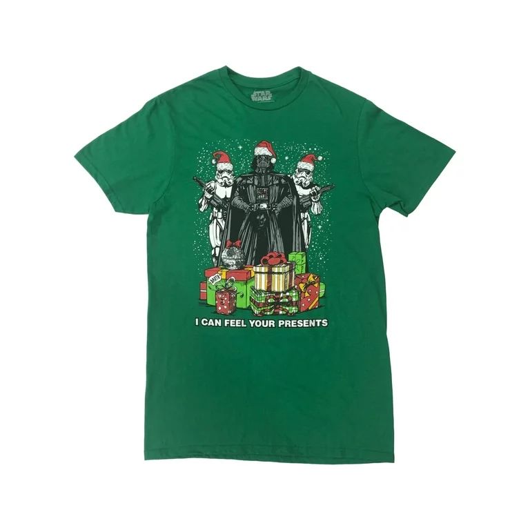 Star Wars Mens Green Darth Vader Feel Your Presents Christmas Holiday T-Shirt L - Walmart.com | Walmart (US)