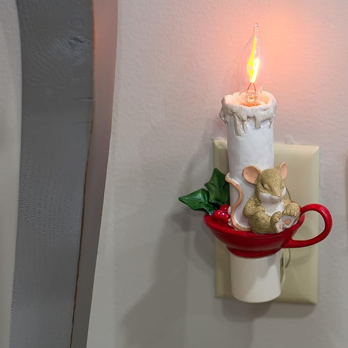 Roman Sleeping Mouse By Candlelight 7 Inch Resin Glass Swivel Plug-In Holiday Wall Night Light, M... | Amazon (US)