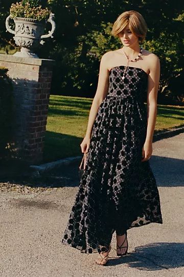 Velvet Polka Dot Maxi Dress | Anthropologie (US)