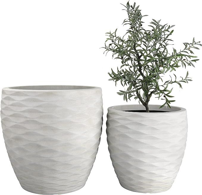 LA JOLIE MUSE Resin Planter Set - Modern Decor Plant Pot for Indoor and Outdoor, Bumpy Wave Patte... | Amazon (US)