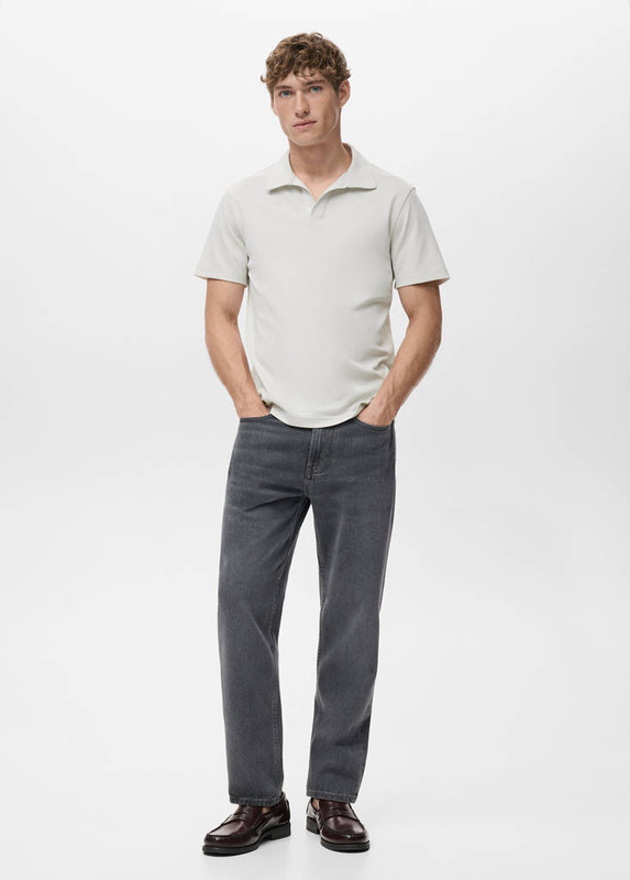 Ice grey cotton piqué polo shirt