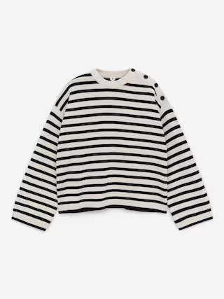 Oversize-Baumwollpullover – Beige/Schwarz – Damen – ARKET DE | Arket EU