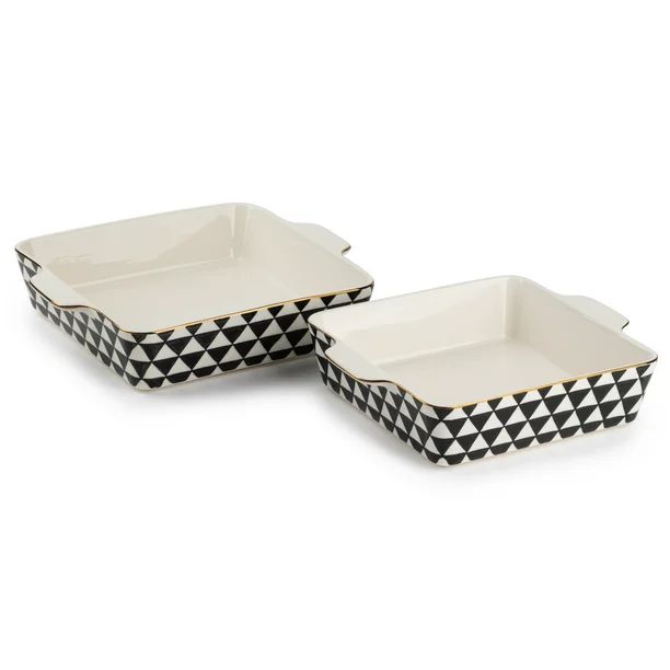 Thyme & Table Stoneware Square Baker, Black & White Medallian, 2-Piece Set - Walmart.com | Walmart (US)