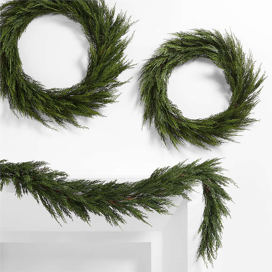 Faux Cypress Christmas Garland 72" + Reviews | Crate & Barrel | Crate & Barrel