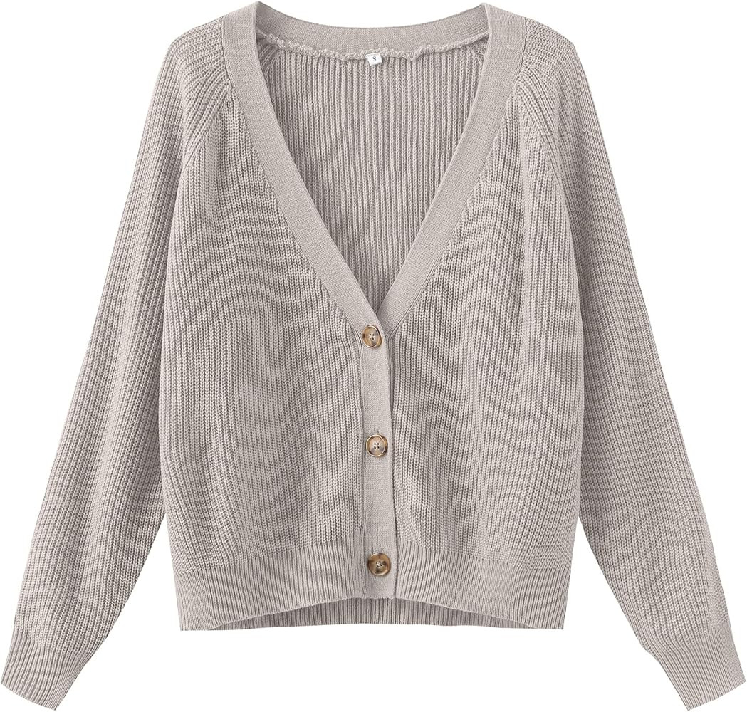 TASAMO Women's Long Sleeve Knit Sweater Open Front Cardigan Button Loose Outerwear | Amazon (US)