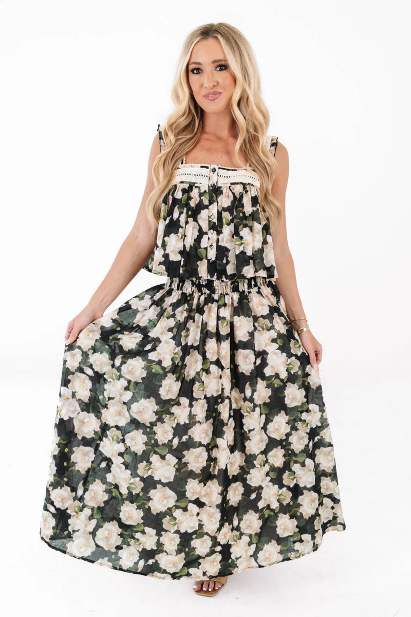 Wildflower Fields Top - Black | The Impeccable Pig