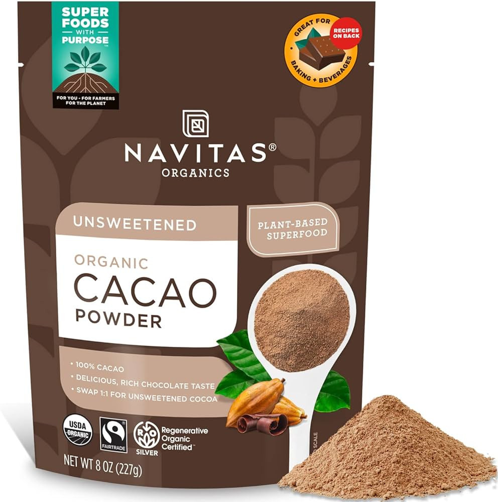 Navitas Organics Cacao Powder, Regenerative Organic Certified, Non-GMO, Fair Trade, Gluten-Free, ... | Amazon (US)