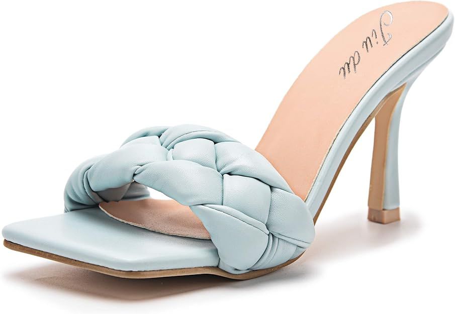 Women's Heeled Mules Square Open Toe Stiletto Sandals Fashion Sexy Dress Backless High Heels Slip... | Amazon (US)
