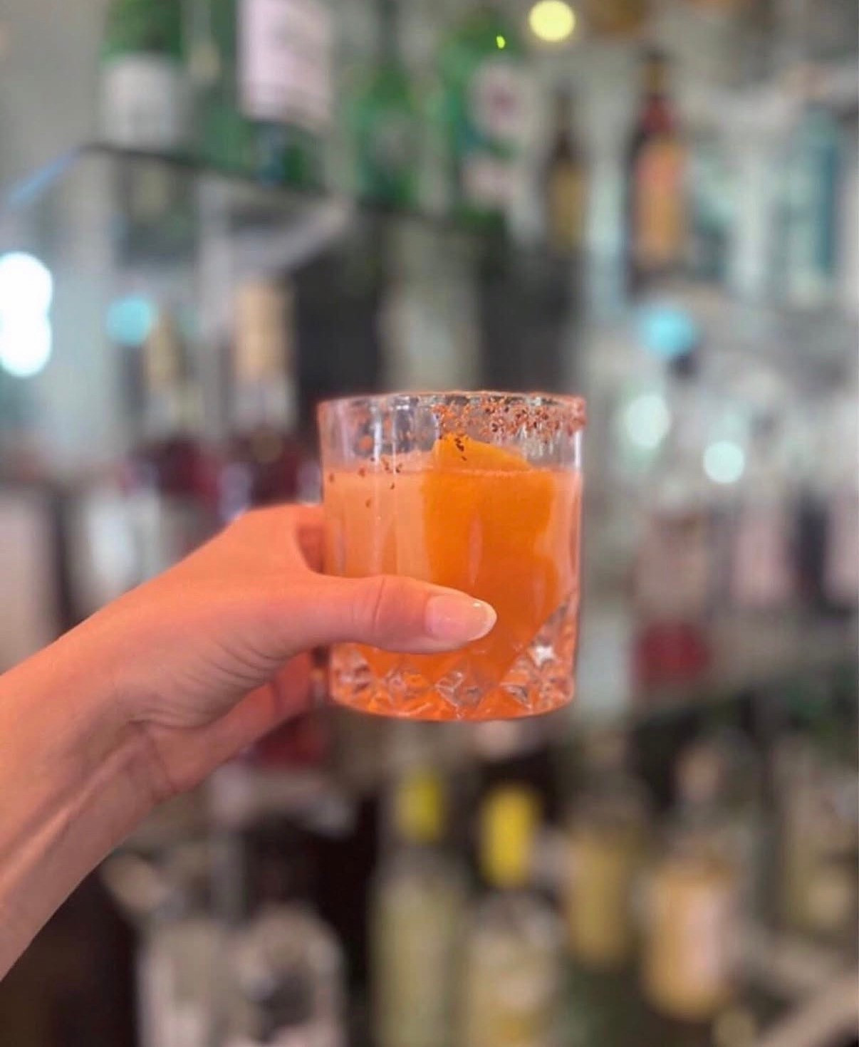 Part Time Lover ❤️
2oz blanco tequila
.5oz Aperol
.5oz St. Germain
3/4oz fresh lemon juice
2 dashed of bitters
Stir and serve over a large cube with a grapefruit peel garnish.