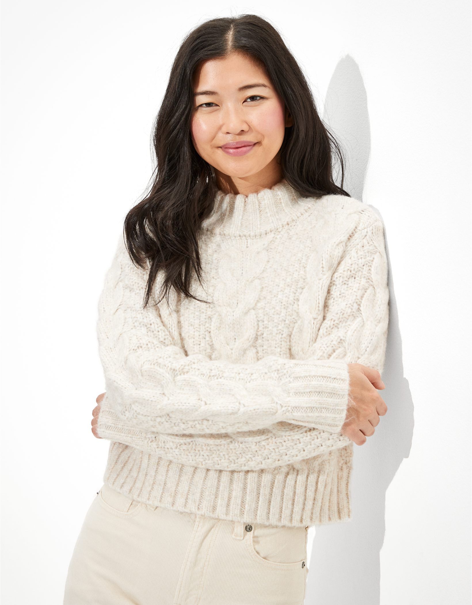 AE Soft & Cozy Mock Neck Sweater | American Eagle Outfitters (US & CA)