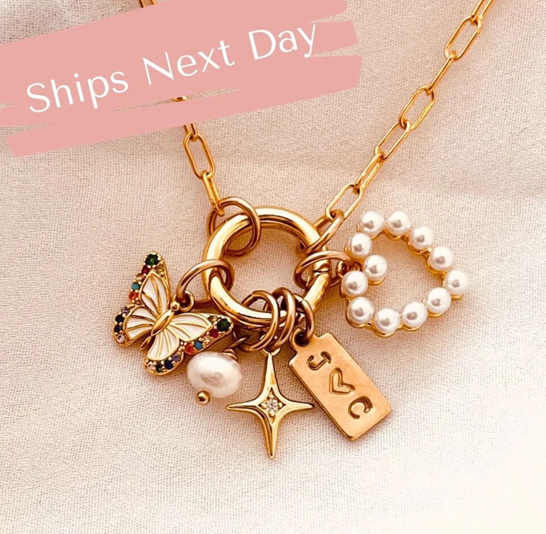 Custom Charm Carabiner Clasp Necklace, Design Your Own Necklace, Charm Necklace, Personalized Gif... | Etsy (US)
