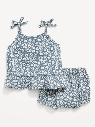 Little Navy Sleeveless Organic-Cotton Top and Shorts for Baby | Old Navy (US)