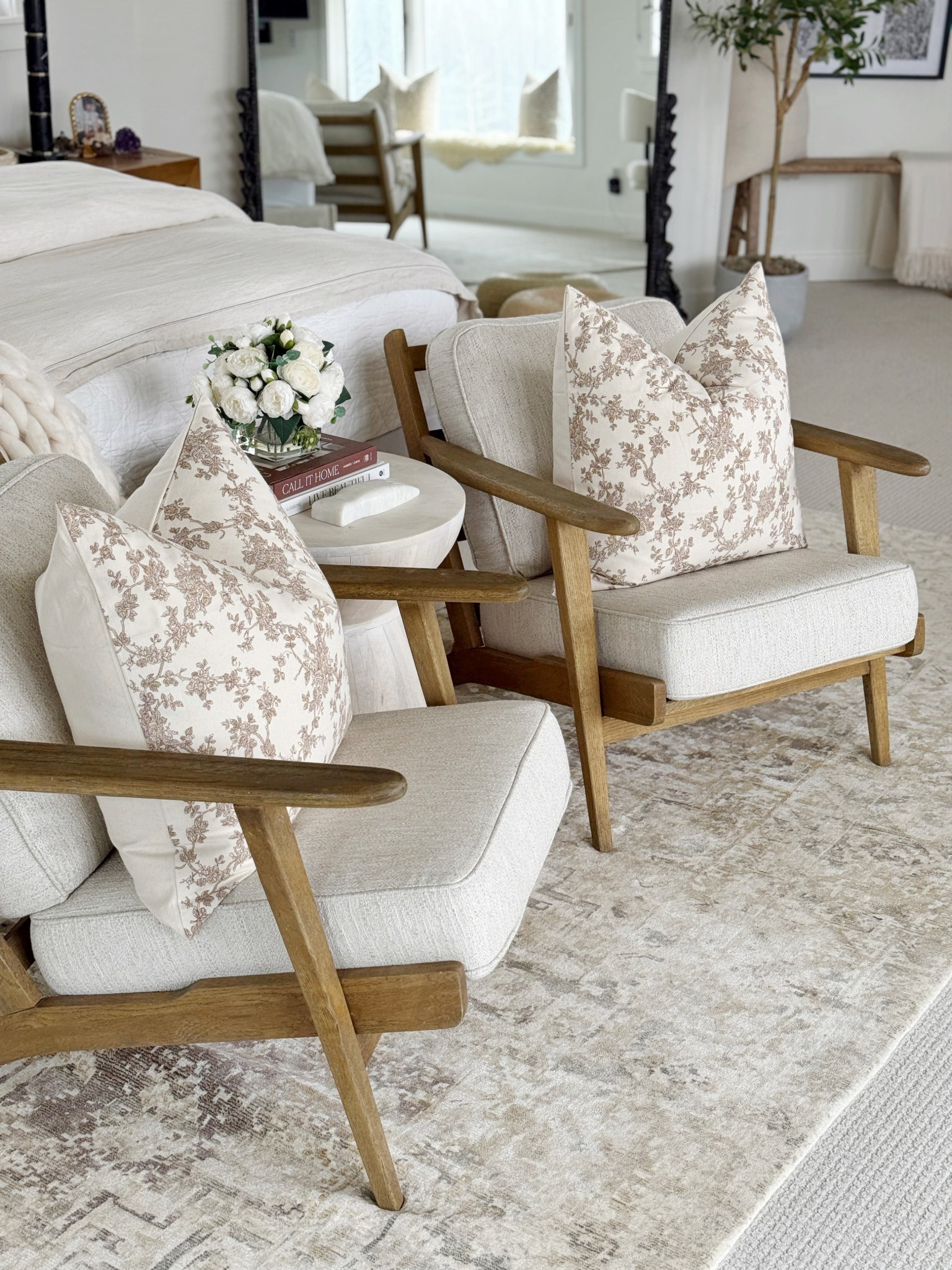 Accent chairs styled with new spring flower cotton pillows from Amazon!! Affordable and non-toxic 👏🏻👏🏻

Home decor
Bedroom 

#LTKHome #LTKSeasonal