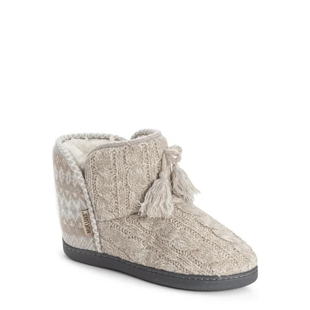 Muk Luks Women's Short Knit Shearling Lined Boot Slipper - Walmart.com | Walmart (US)
