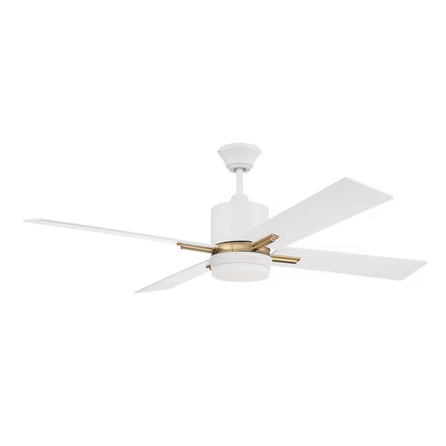 Craftmade Teana 52-in White/Satin Brass Integrated LED Indoor Downrod or Flush Mount Ceiling Fan ... | Lowe's