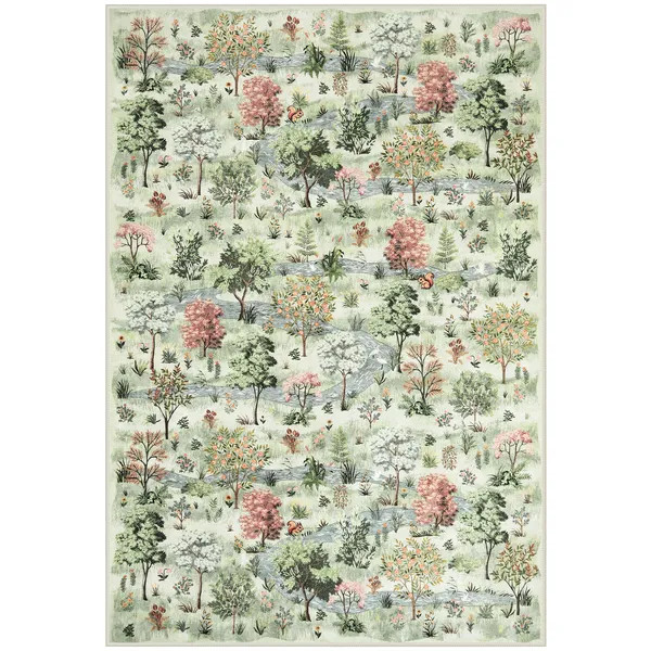 Vernay Washable Forest Woodland Light Green Rug - Lahome | Lahome