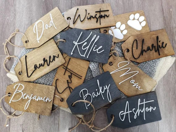 Personalized 3D Stocking Gift Tag Hanger Farmhouse Christmas | Etsy | Etsy (US)