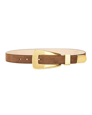 KHAITE Lucca Antique Gold Belt in Mud | FWRD | FWRD 