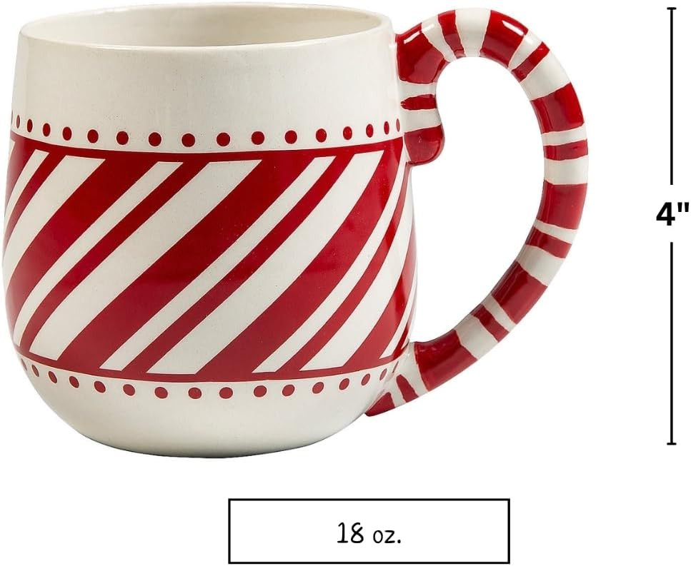 Fun Express 12 oz. Candy Cane Reusable Reusable Ceramic Mugs – 4 Ct | Amazon (US)