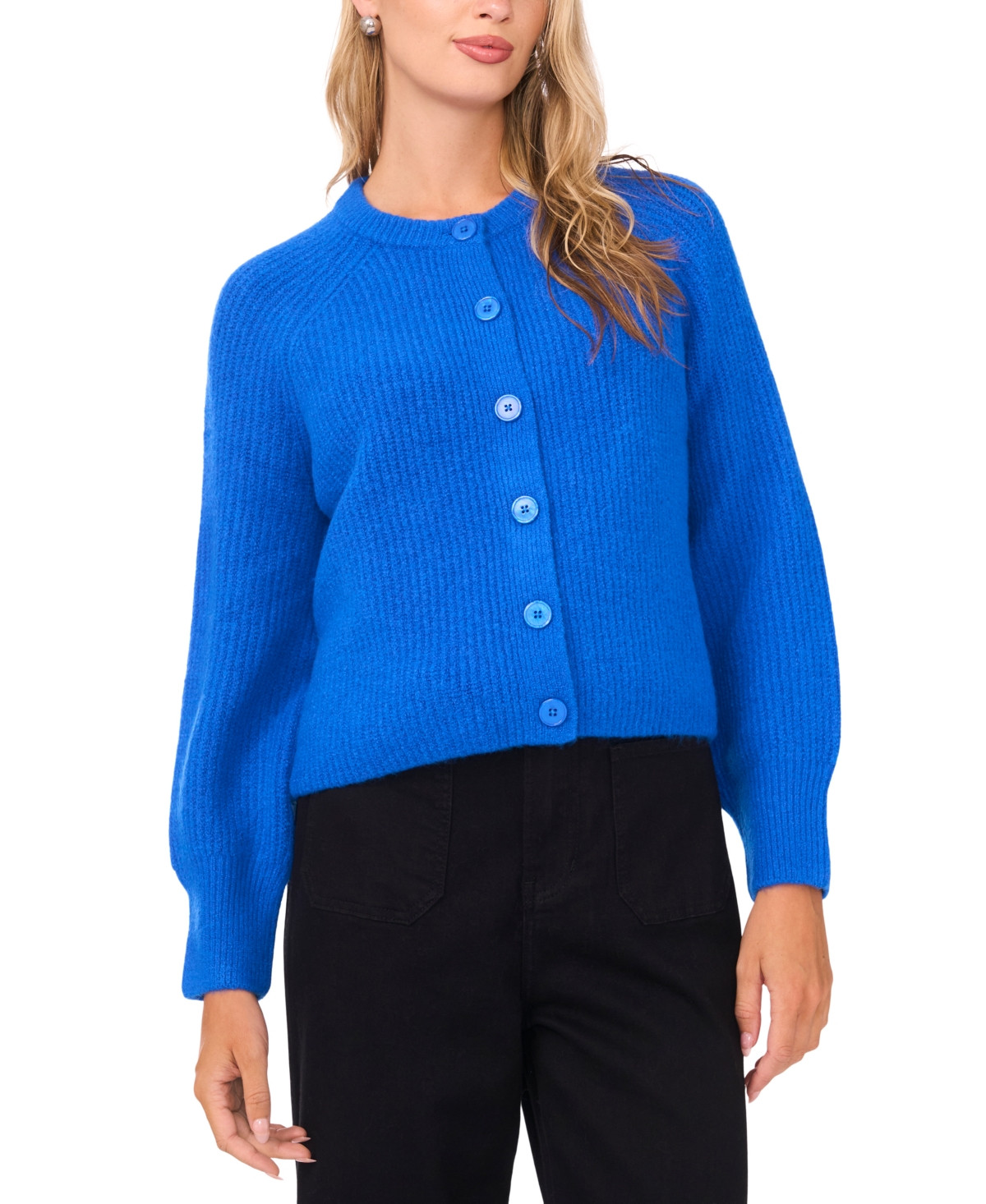 Vince Camuto Women's Saddle Long-Sleeve Cardigan Sweater - Bright Blue | Macy's