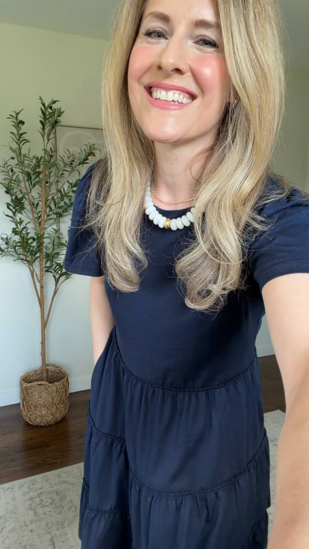 $12 cotton Walmart dress for summer, add sneakers and a denim jacket in the fall. Size medium here. #walmartfashion

#LTKOver40