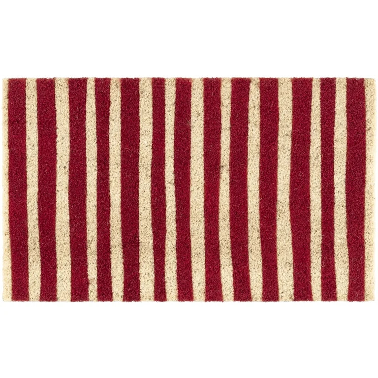 Mainstays Red Summer Stripes Coir Outdoor Doormat, 18"x30" | Walmart (US)
