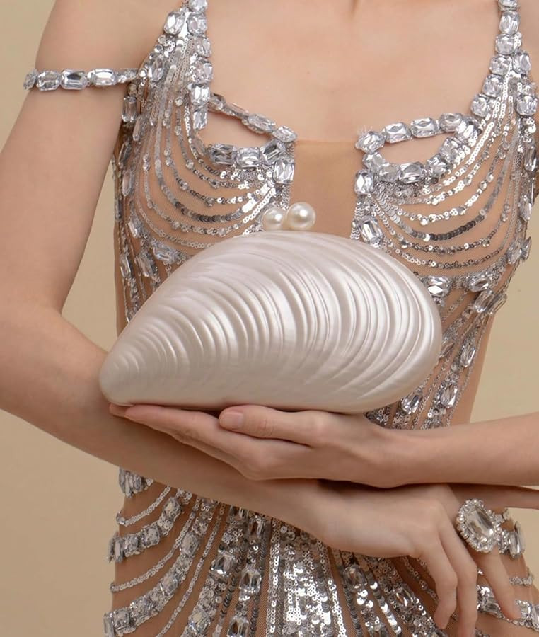 UMREN Seashell Chain Shoulder Bag for Women Acrylic Evening Clutch Bag Glitter Marble Purse Handb... | Amazon (US)