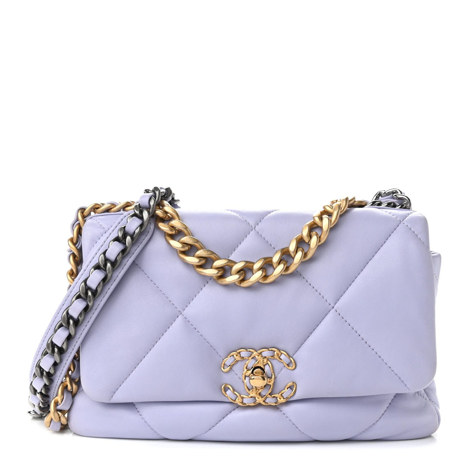 CHANEL Lambskin Quilted Medium Chanel 19 Flap Light Purple | FASHIONPHILE | Fashionphile