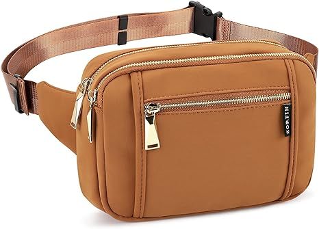 ZORFIN Fanny Packs for Women Men, Fashion Waist Pack Belt Bag with 5 Zipper Pockets Adjustable Be... | Amazon (US)