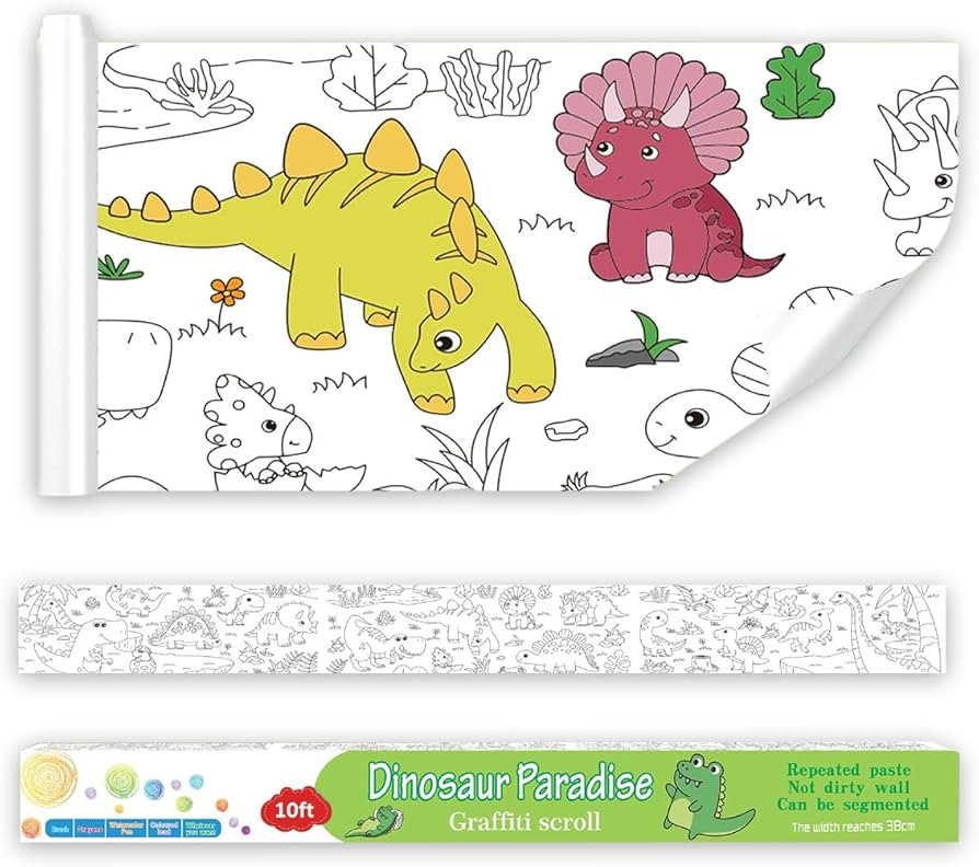 Large Size Dinosaur Coloring Drawing Paper Roll for Kids, Kryhonva Segmented Coloring Poster Tabl... | Amazon (US)
