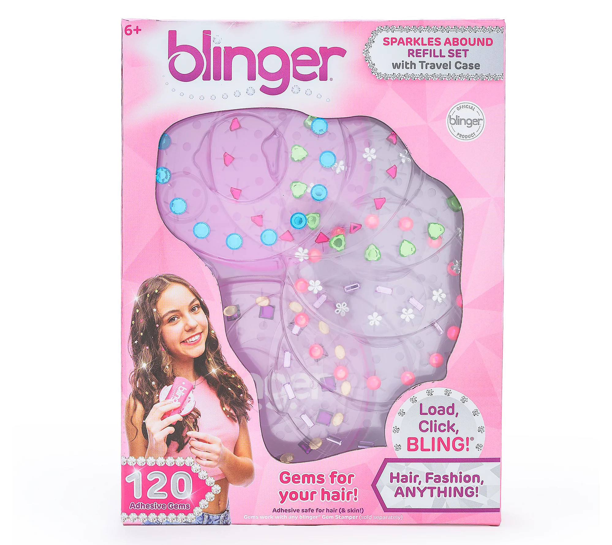 blinger Sparkles Abound Refill Set w/ 120 Gems Travel Case | QVC