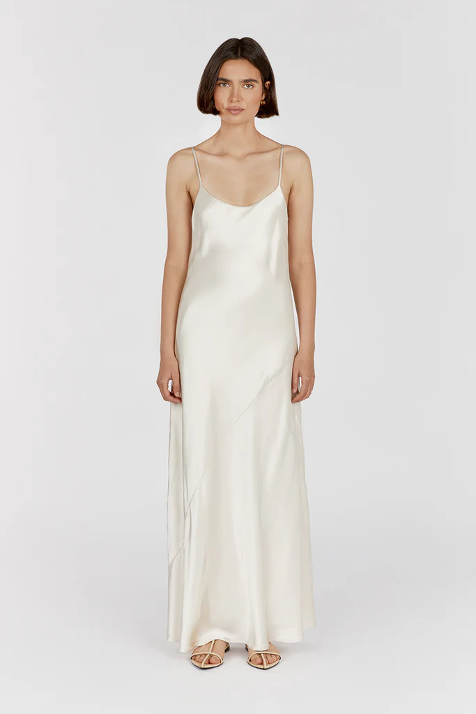 MYA CREAM SATIN SLIP MAXI DRESS | DISSH